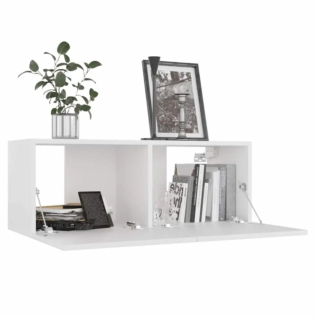 6-Piece White Wall Mounted TV Cabinet Set for Living Room