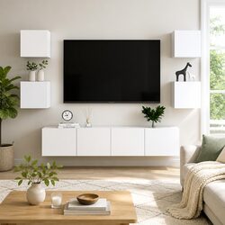 Stylish 6-Piece White TV Cabinet Set for Modern Living
