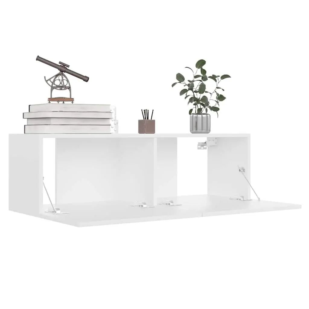 TV Cabinet Set Engineered Wood 6 Piece White Storage Shelves