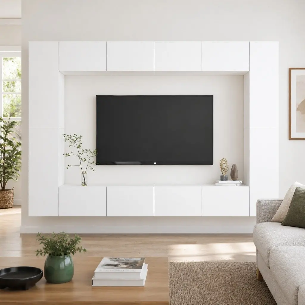 TV Cabinet Set Engineered Wood 8 Piece White