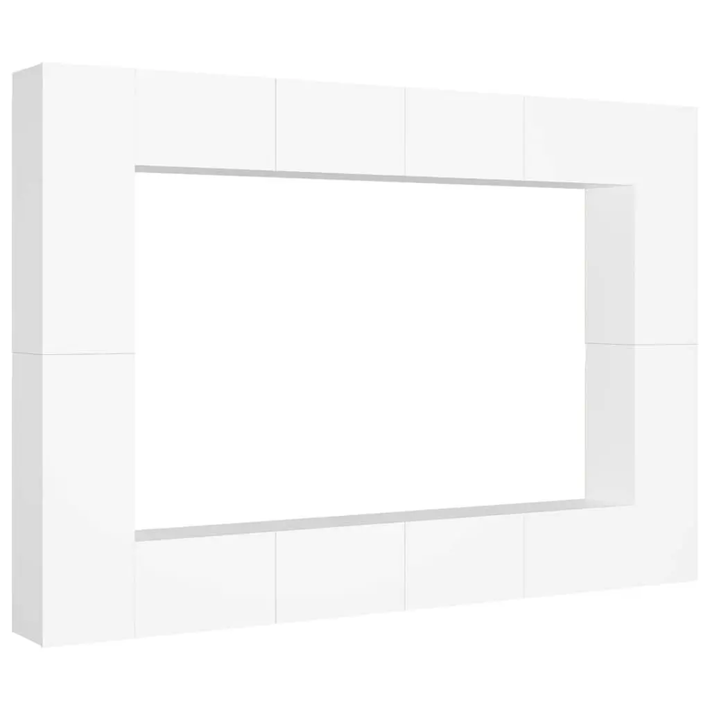 TV Cabinet Set Engineered Wood 8 Piece White