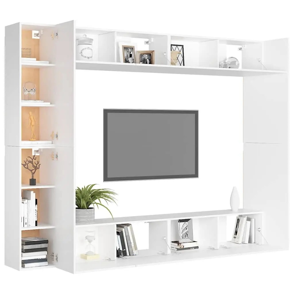 TV Cabinet Set Engineered Wood 8 Piece White