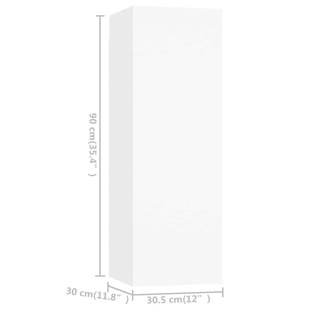 3-Piece Wall-Mounted TV Cabinet Set in White