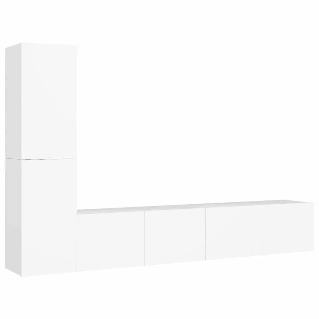 TV Cabinet Set Engineered Wood 4 Piece White