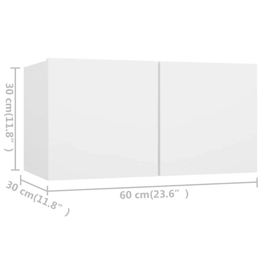 Wall Mounted TV Cabinet Set 6 Piece White Storage Unit Organiser Display Shelf
