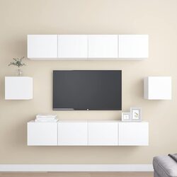 Premium 6-Piece Wall-Mounted TV Cabinet Set in White