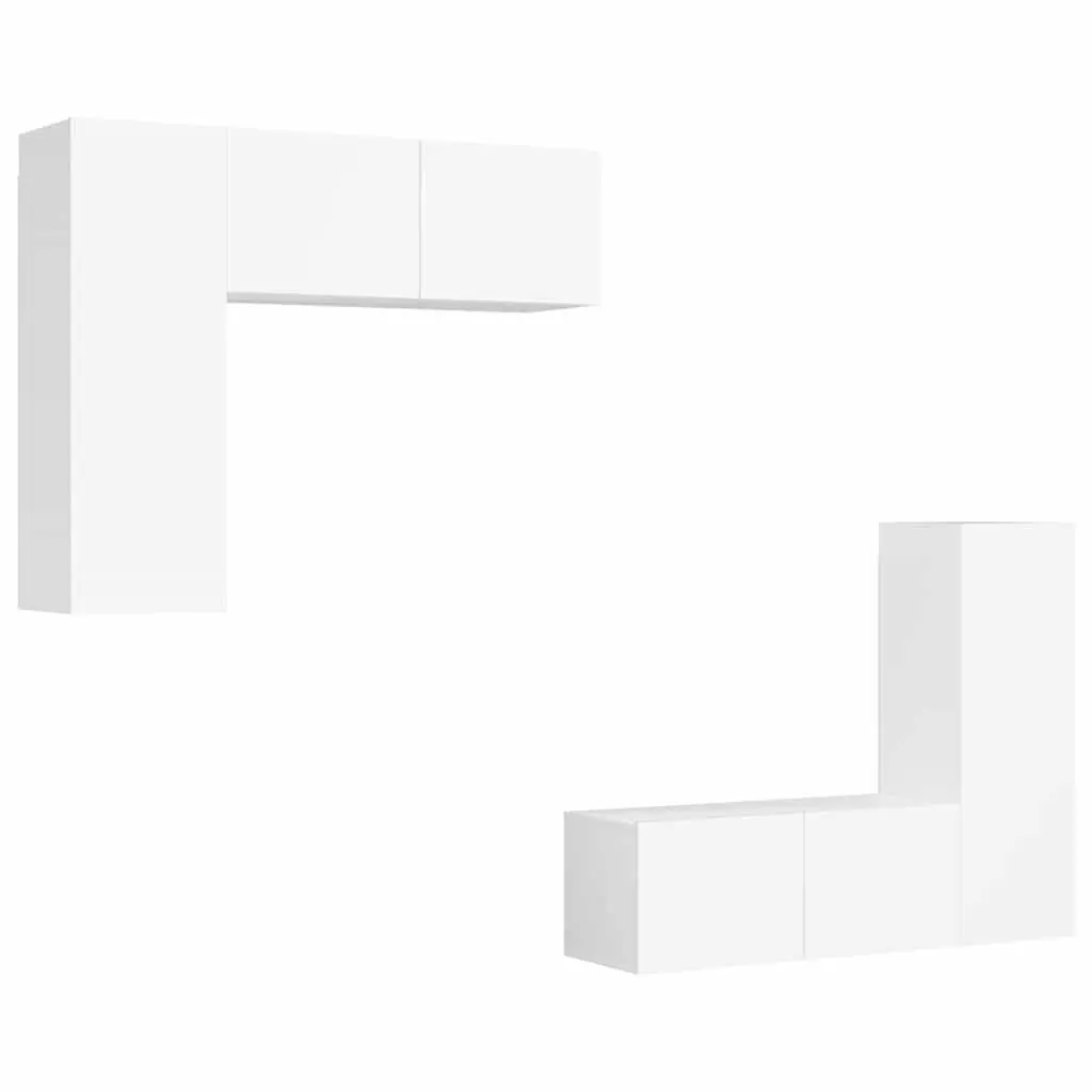 4-Piece Wall-Mounted TV Cabinet Set in White