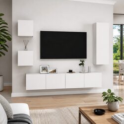 Premium 5-Piece Wall-Mounted TV Cabinet Set in White
