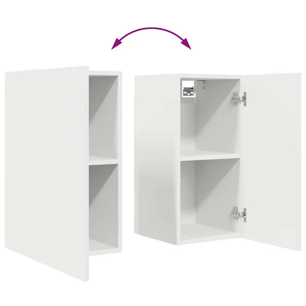 TV Cabinet Set 6 Piece Engineered Wood Wall Mounted Storage Unit White