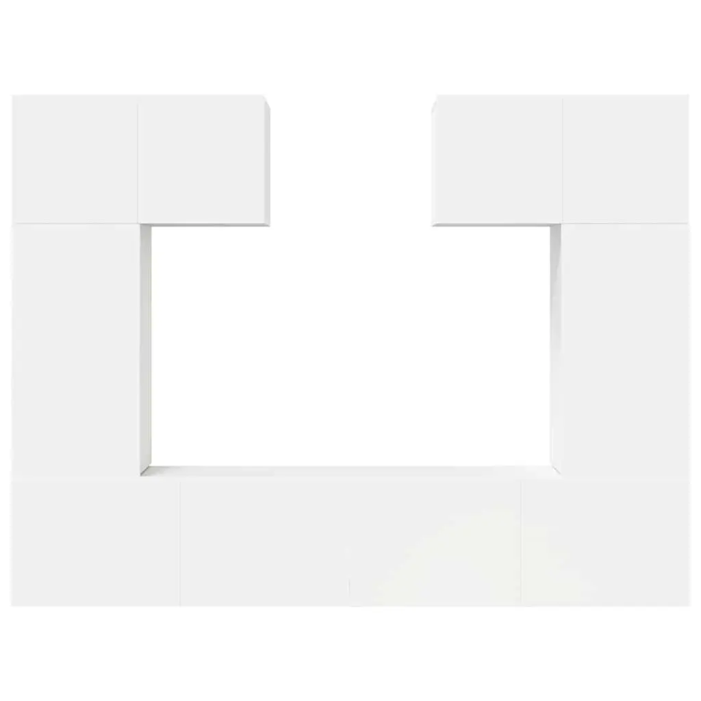 TV Cabinet Set 6 Piece Engineered Wood Wall Mounted Storage Unit White