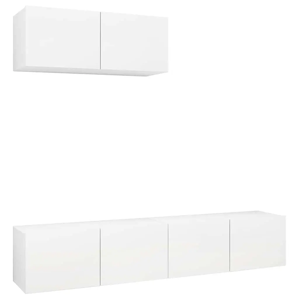 White Engineered Wood Wall-Mounted TV Cabinet Set