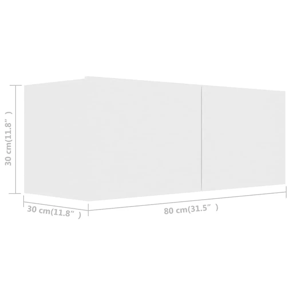 Wall-Mounted 2 Piece TV Cabinet Set in White
