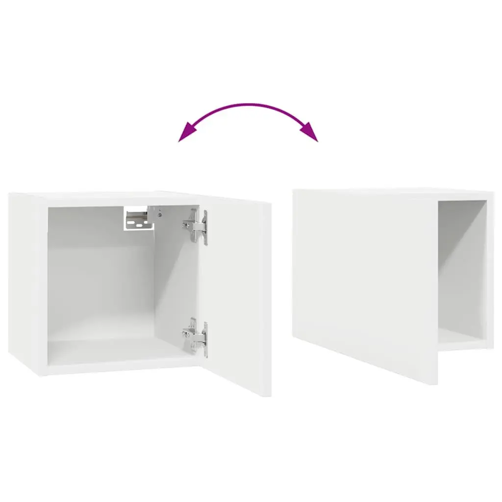 8-Piece Wall-Mounted White TV Cabinet Set