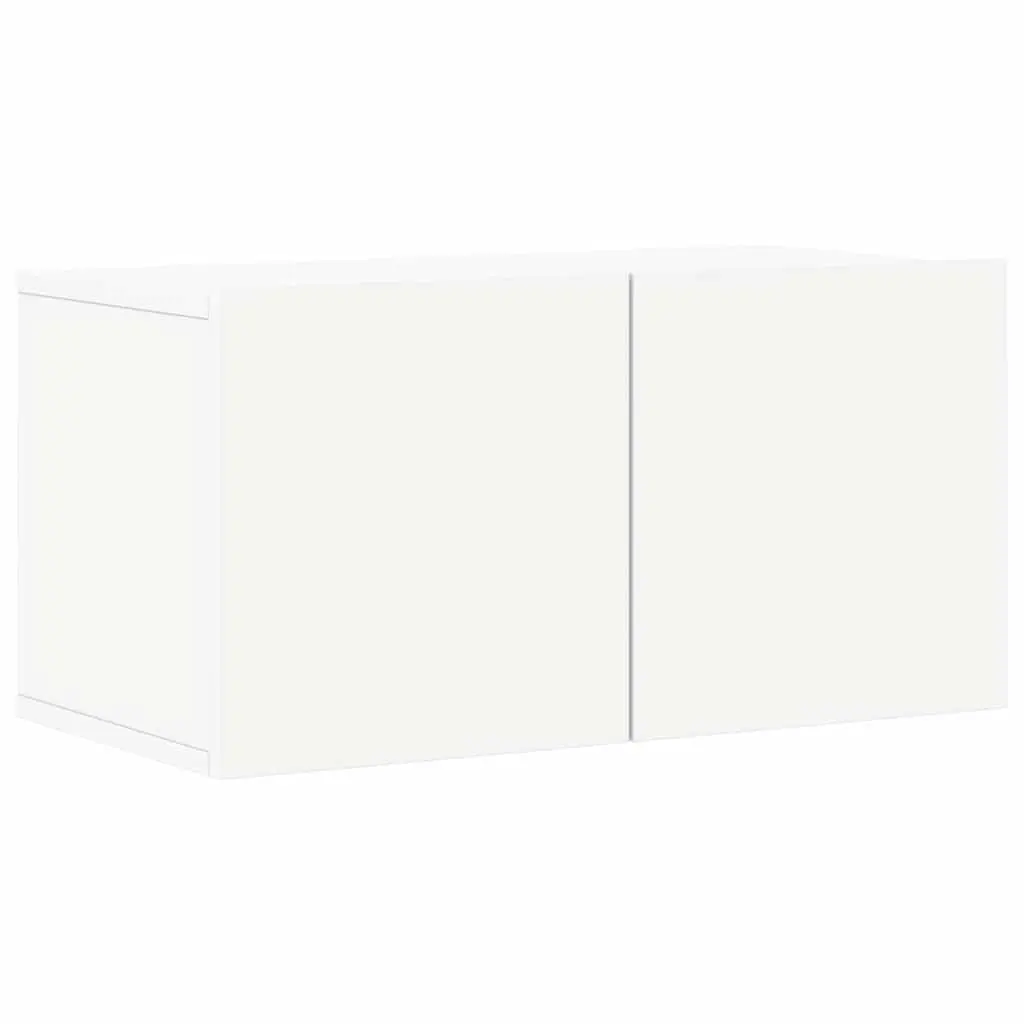 8-Piece Wall-Mounted White TV Cabinet Set