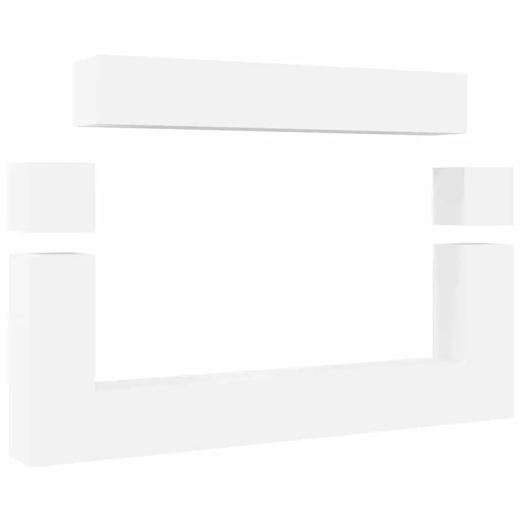 8-Piece White Wall-Mounted TV Cabinet Set