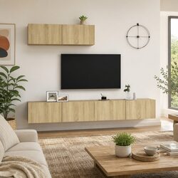 Durable 3-Piece Wall-Mounted TV Cabinets for Living Rooms