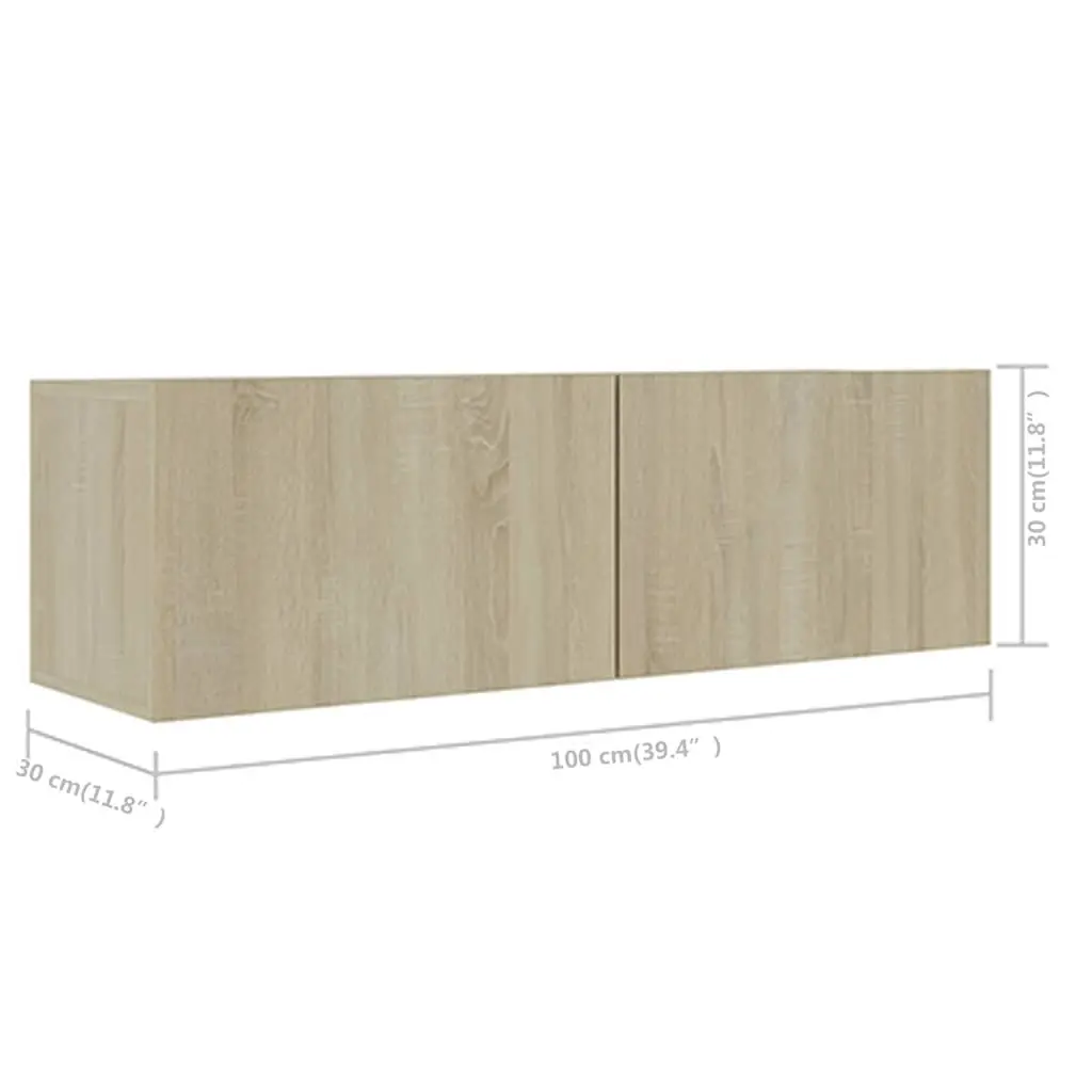 5 Piece Brown Wall Mounted TV Cabinet Set