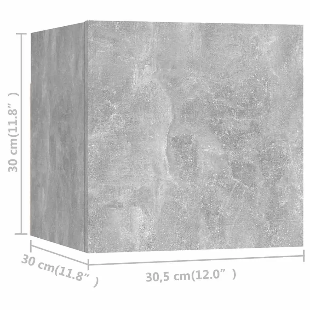 5 Piece Grey Wall Mounted TV Cabinet Set