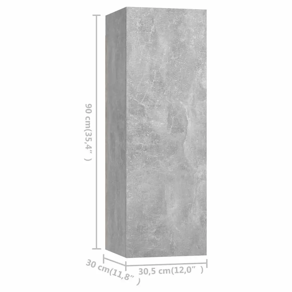 Grey Engineered Wood Wall-Mounted TV Cabinet Set