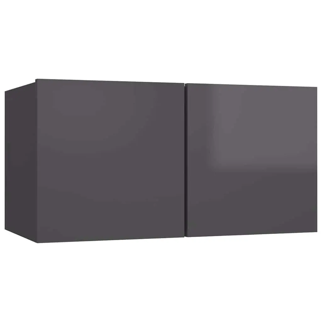 High Gloss Grey 4-Piece TV Cabinet Set