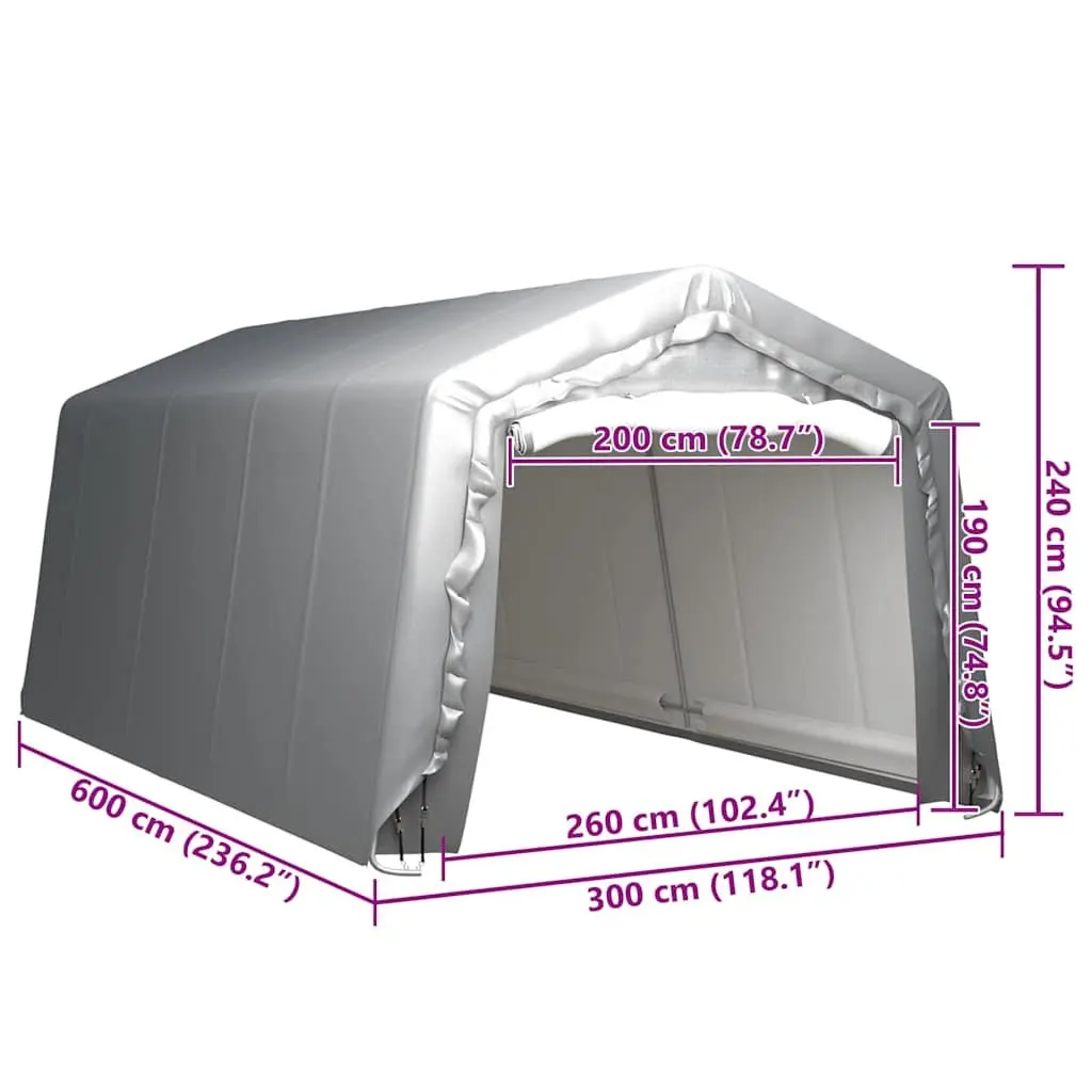 Waterproof Storage Tent 300x600 cm Grey