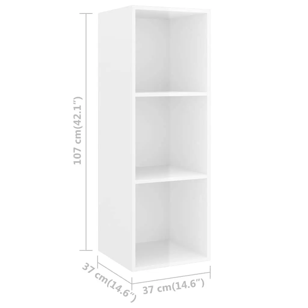 High Gloss White 3 Piece Wall Mounted TV Cabinet Set