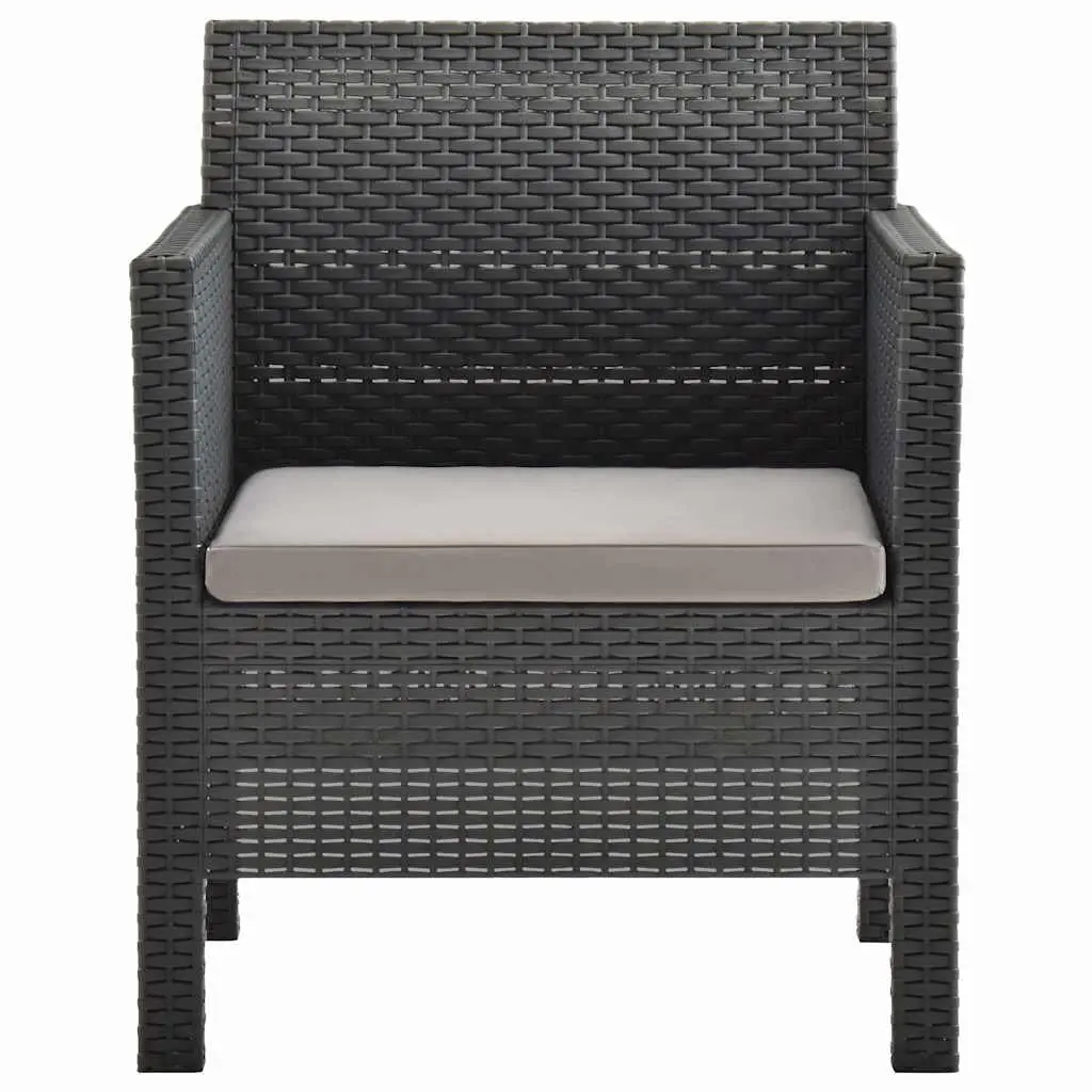 Garden Chairs Set Polypropylene 2 Piece Anthracite with Cushions