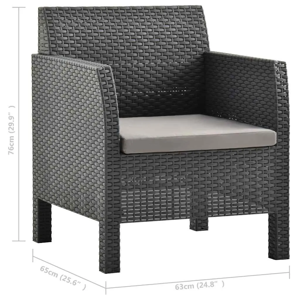 Garden Chairs Set Polypropylene 2 Piece Anthracite with Cushions