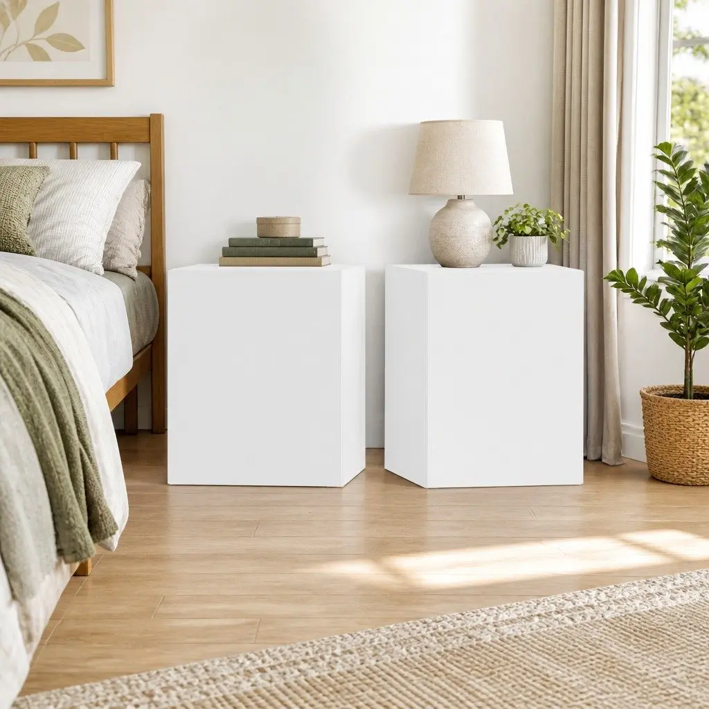 Bedside Cabinet Engineered Wood 30.5x30x30 cm White 2 Piece