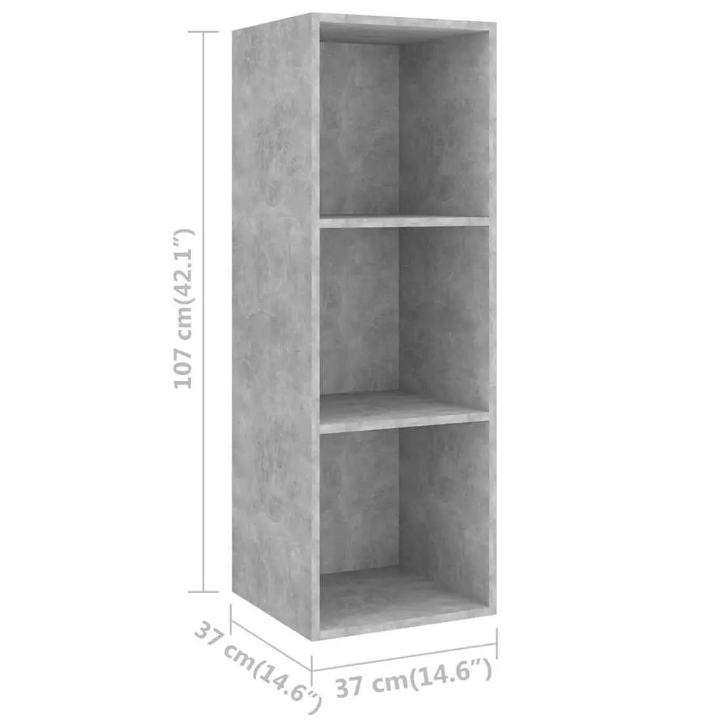 Grey Engineered Wood Wall-Mounted 3-Piece TV Cabinet Set