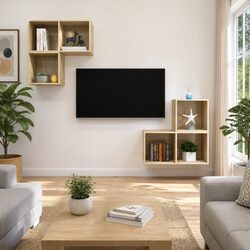 4-Piece Wall-Mounted TV Cabinet Set for Organized Living