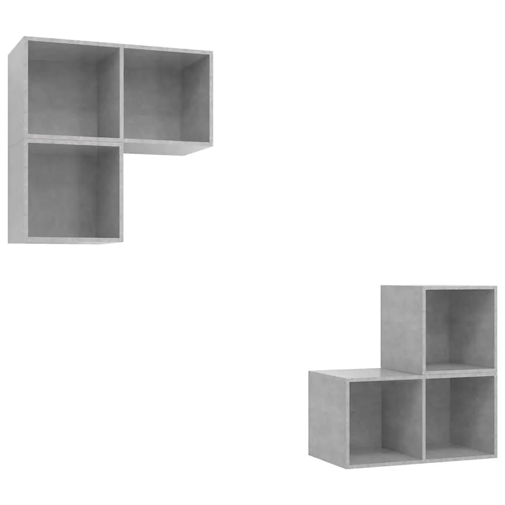 4 Piece Wall Mounted TV Cabinet Set in Grey