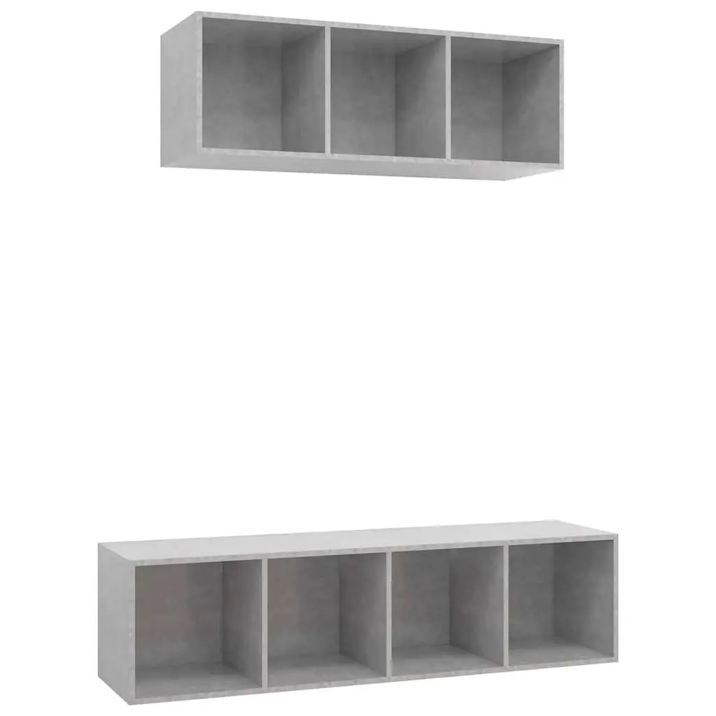 Grey Wall-Mounted TV Cabinet Set with Floating Shelf