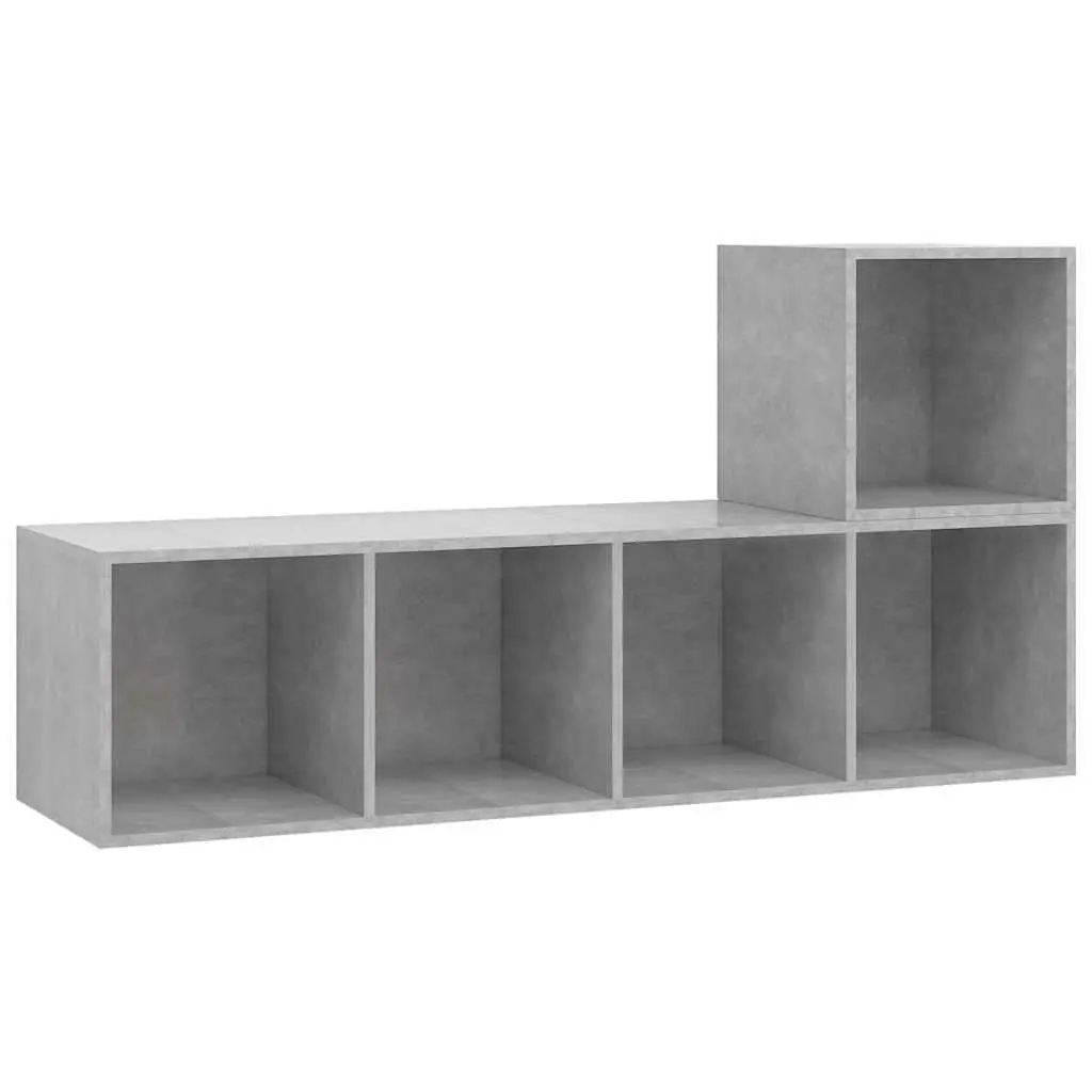 Grey Engineered Wood 2 Piece Wall Mounted TV Cabinet Set