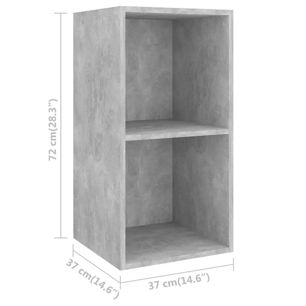 Wall-mounted TV Cabinet Set Engineered Wood Grey 2 Piece