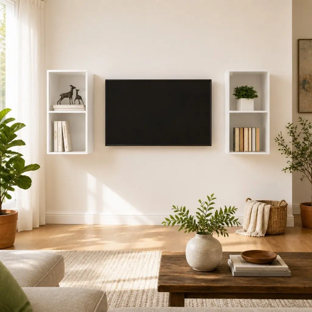 Wall-mounted TV Cabinets Set in High Gloss White