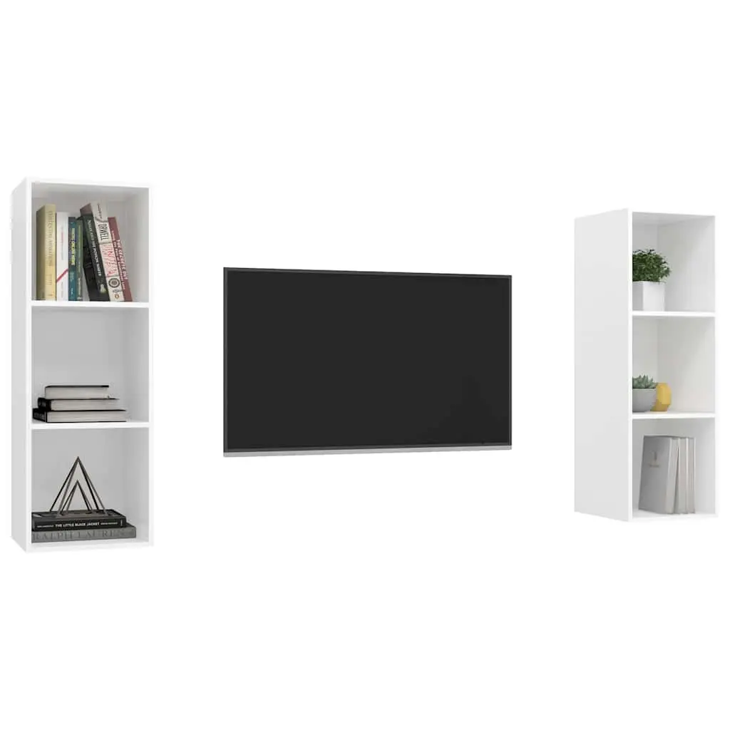 Wall-Mounted TV Cabinet Set in White