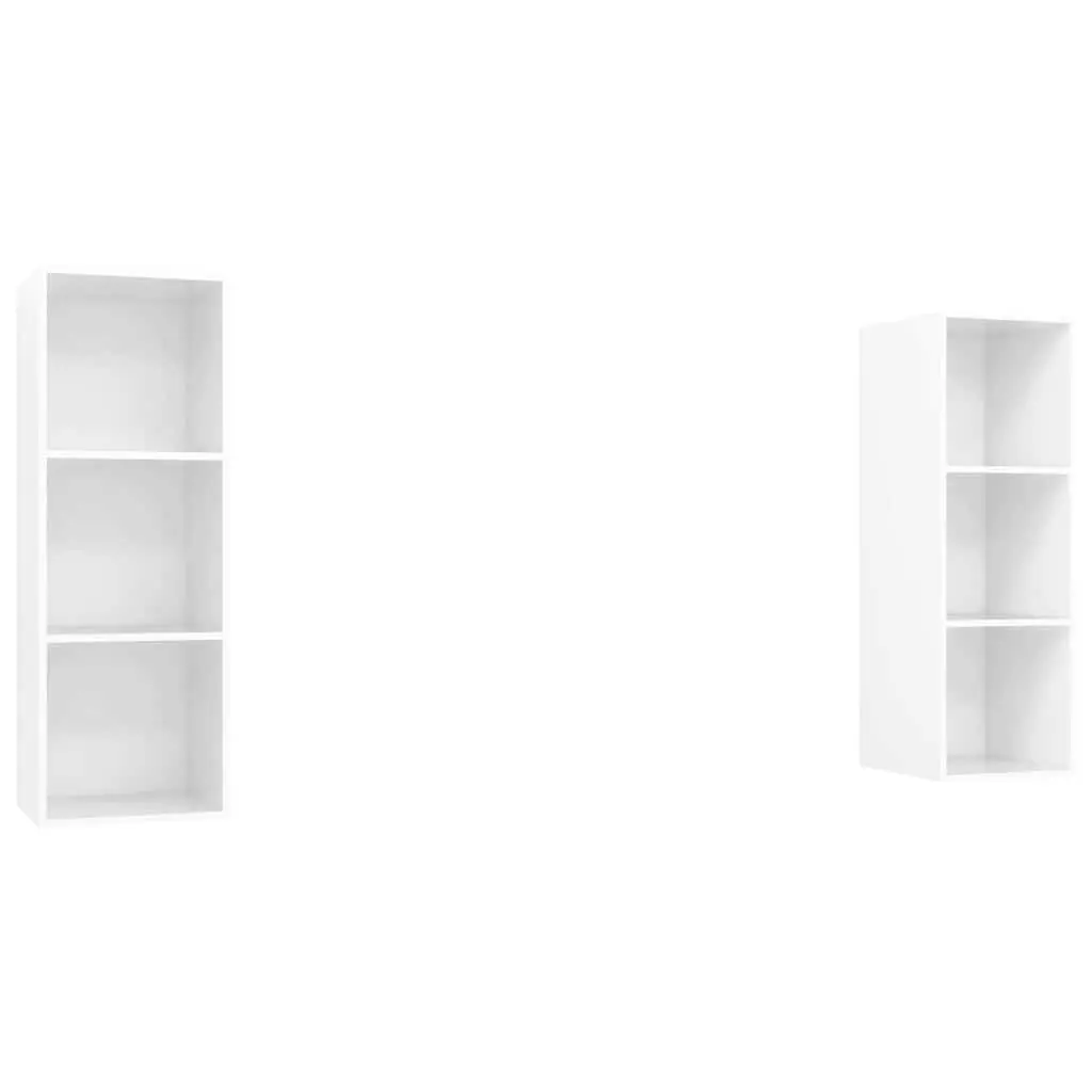 White Wall-mounted TV Cabinet Set of 2 with Compartments