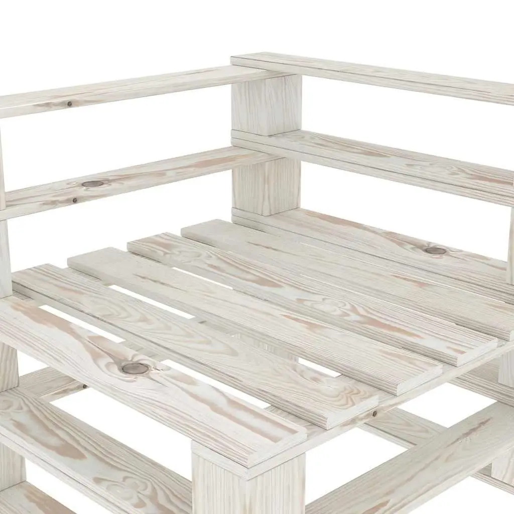 White Solid Pinewood Outdoor Garden Pallet Sofa