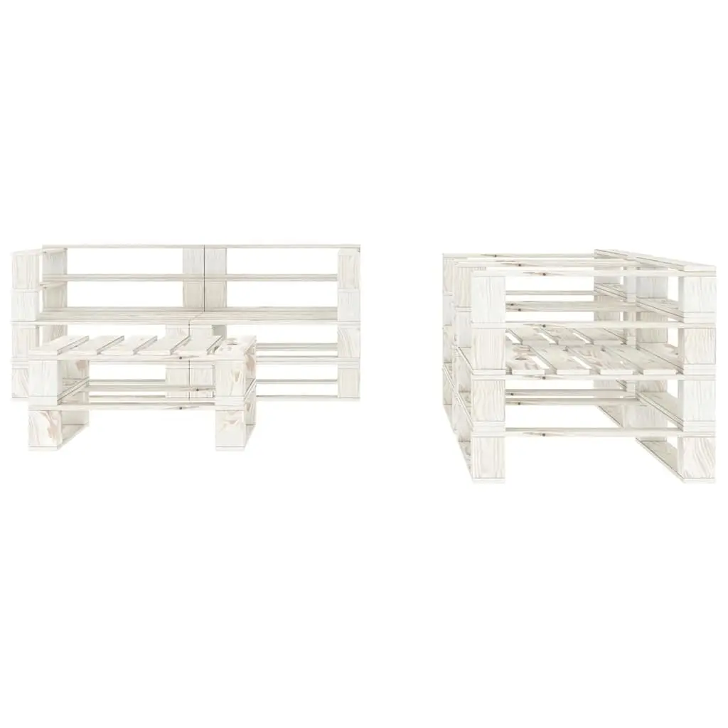 5 Piece White Wooden Outdoor Lounge Set with Coffee Table