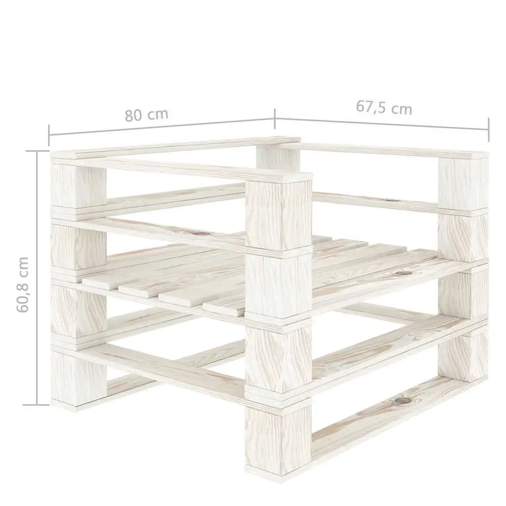 5 Piece White Wooden Outdoor Lounge Set with Coffee Table