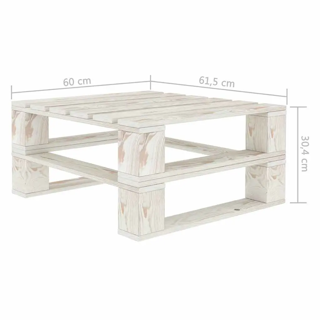 5 Piece White Wooden Outdoor Lounge Set with Coffee Table