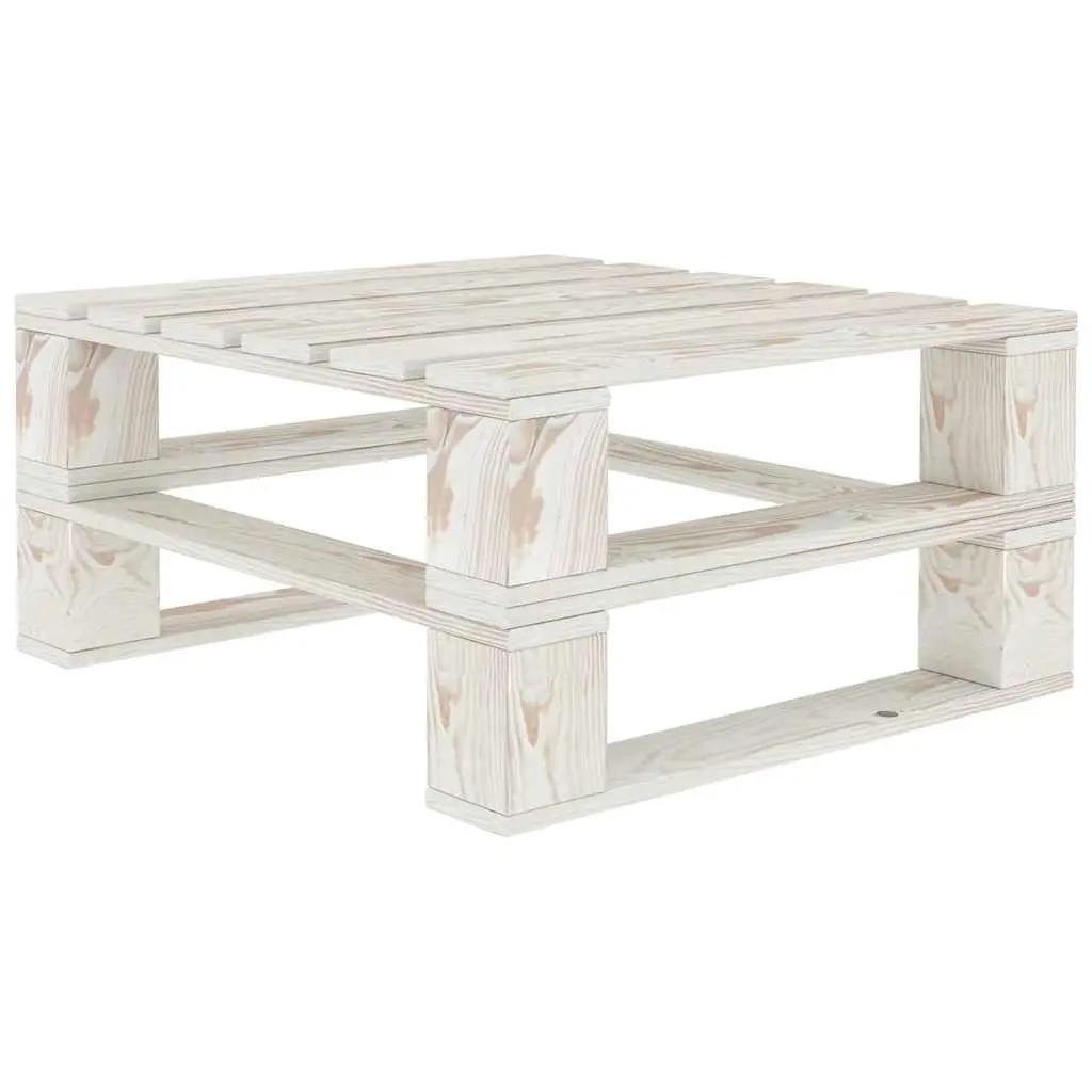 5 Piece White Wooden Outdoor Lounge Set with Coffee Table