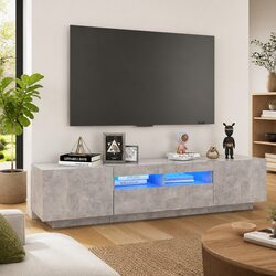 Sturdy Grey TV Cabinet with RGB LED Lighting 180cm