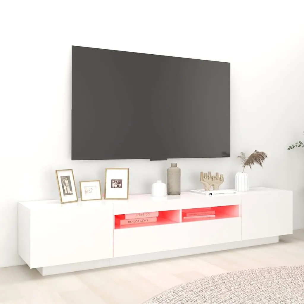 White TV Cabinet with RGB LED Lighting