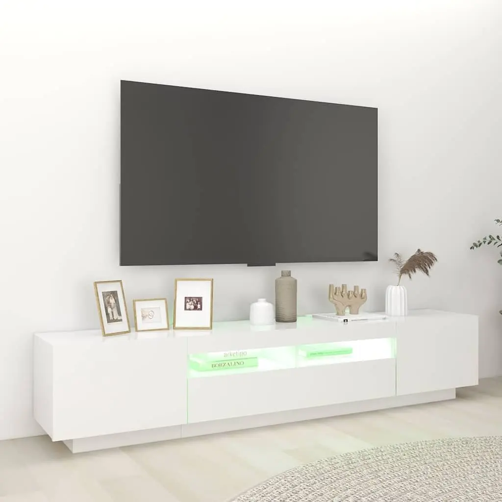 White TV Cabinet with RGB LED Lighting
