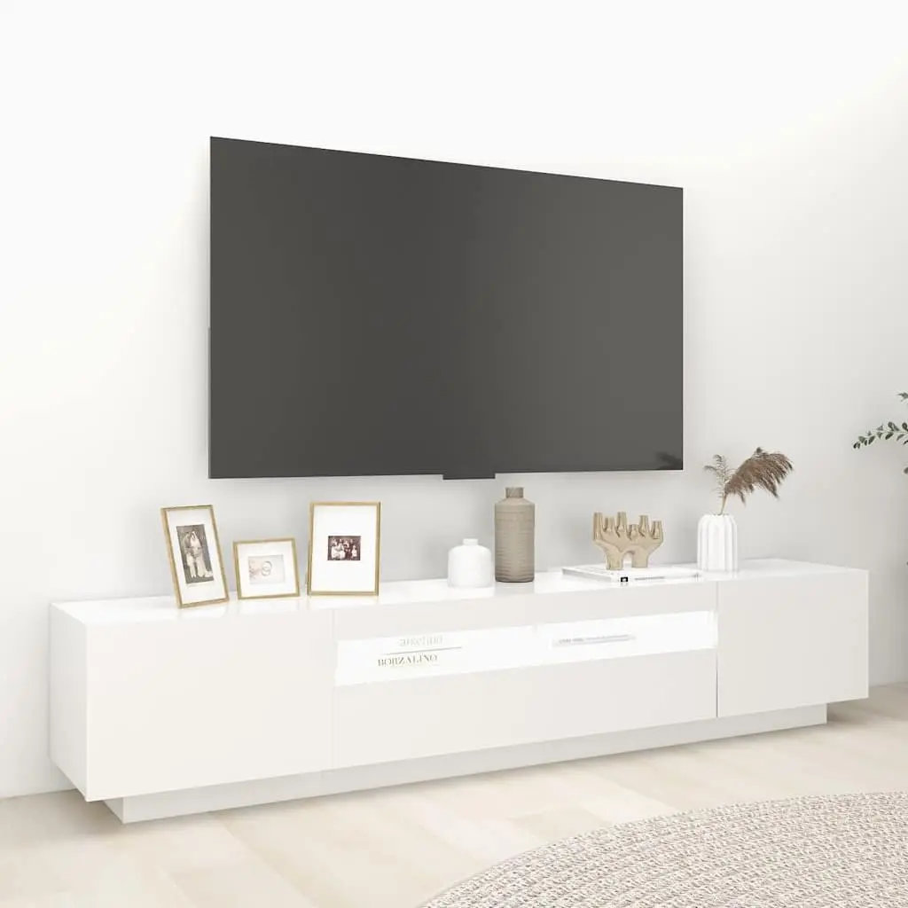 White TV Cabinet with RGB LED Lighting