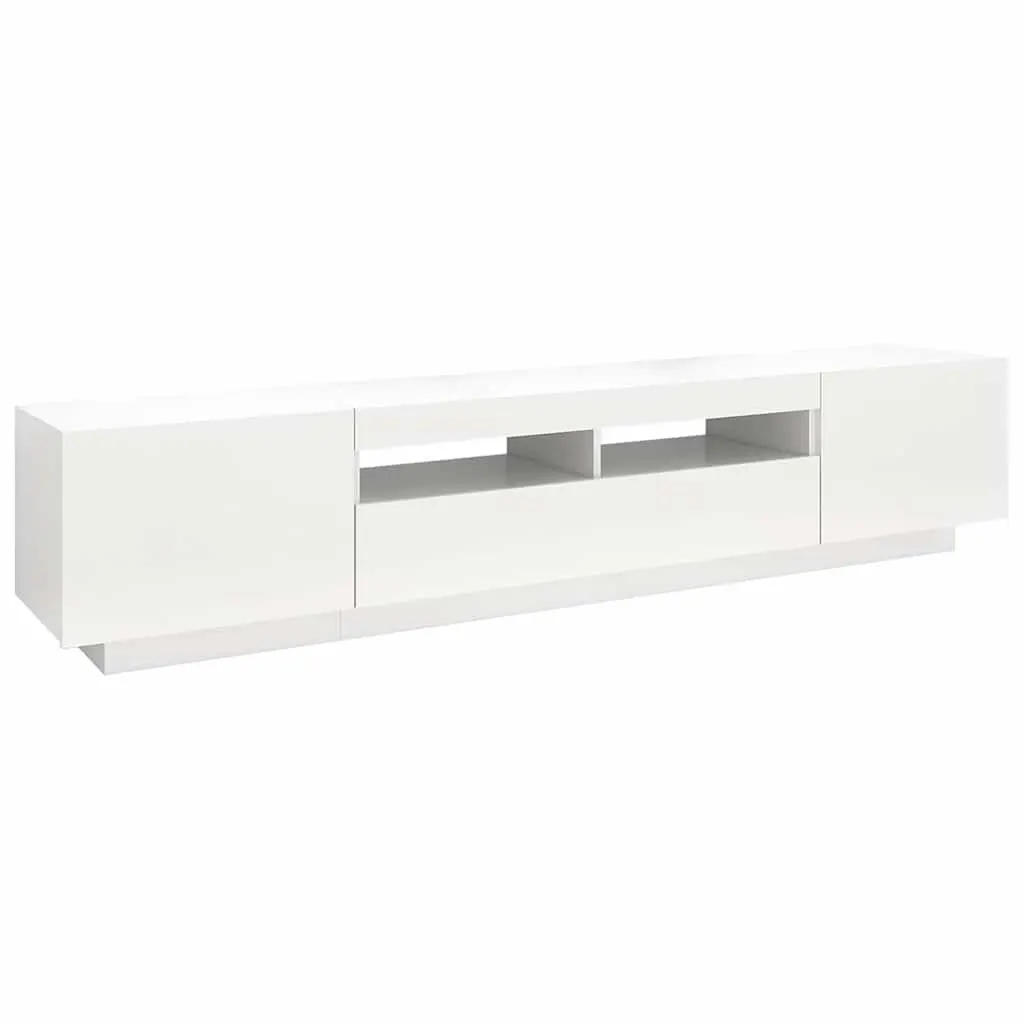 White TV Cabinet with RGB LED Lighting