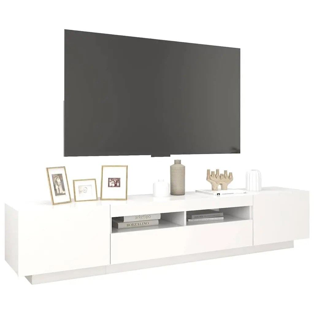 White TV Cabinet with RGB LED Lighting