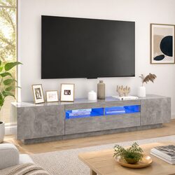 Sturdy Grey TV Cabinet with RGB LED Lighting 200cm